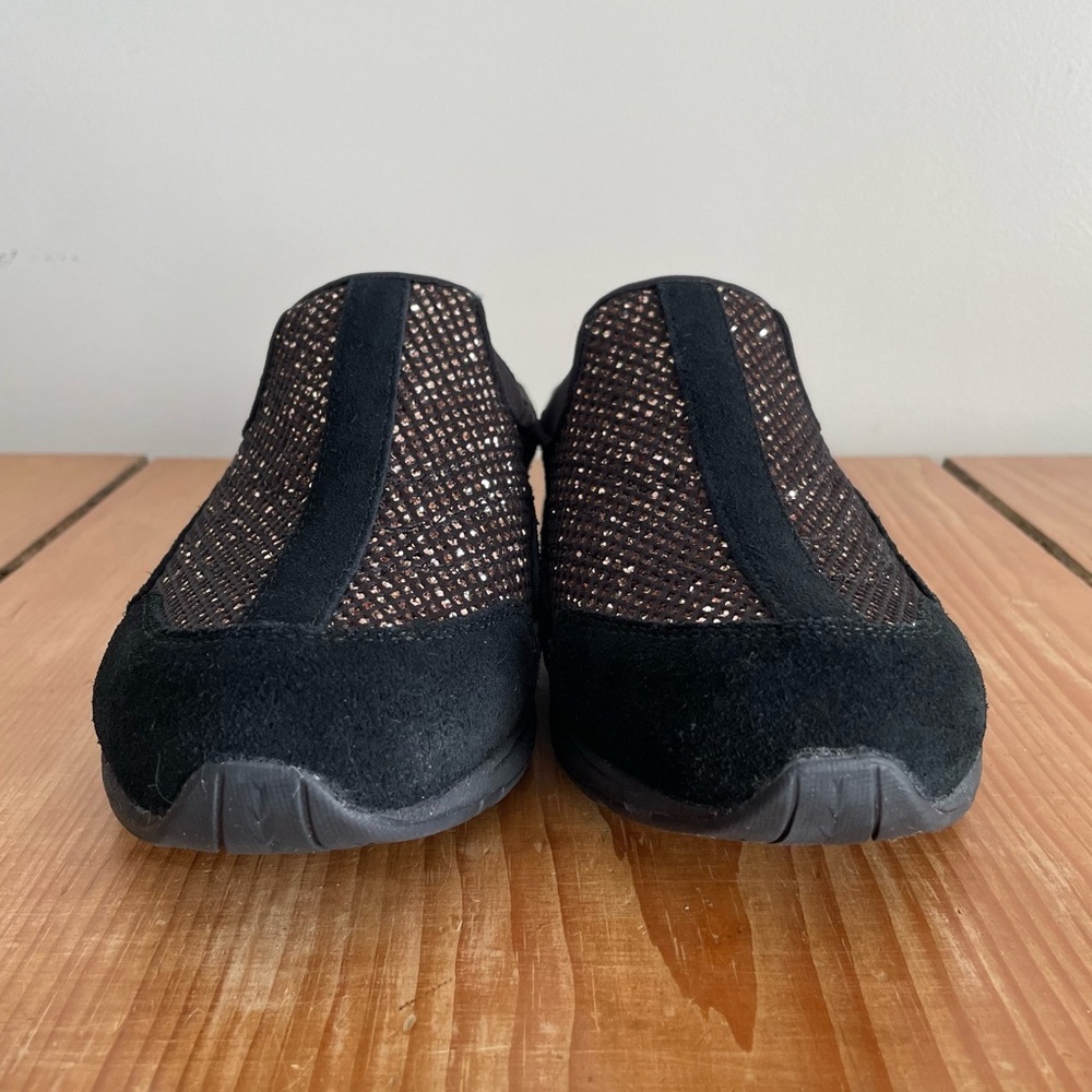 Easy Spirit Traveltime Black Suede & Bronze Sparkle Slip On Shoes Size 7.5 Wide - Picture 2 of 16